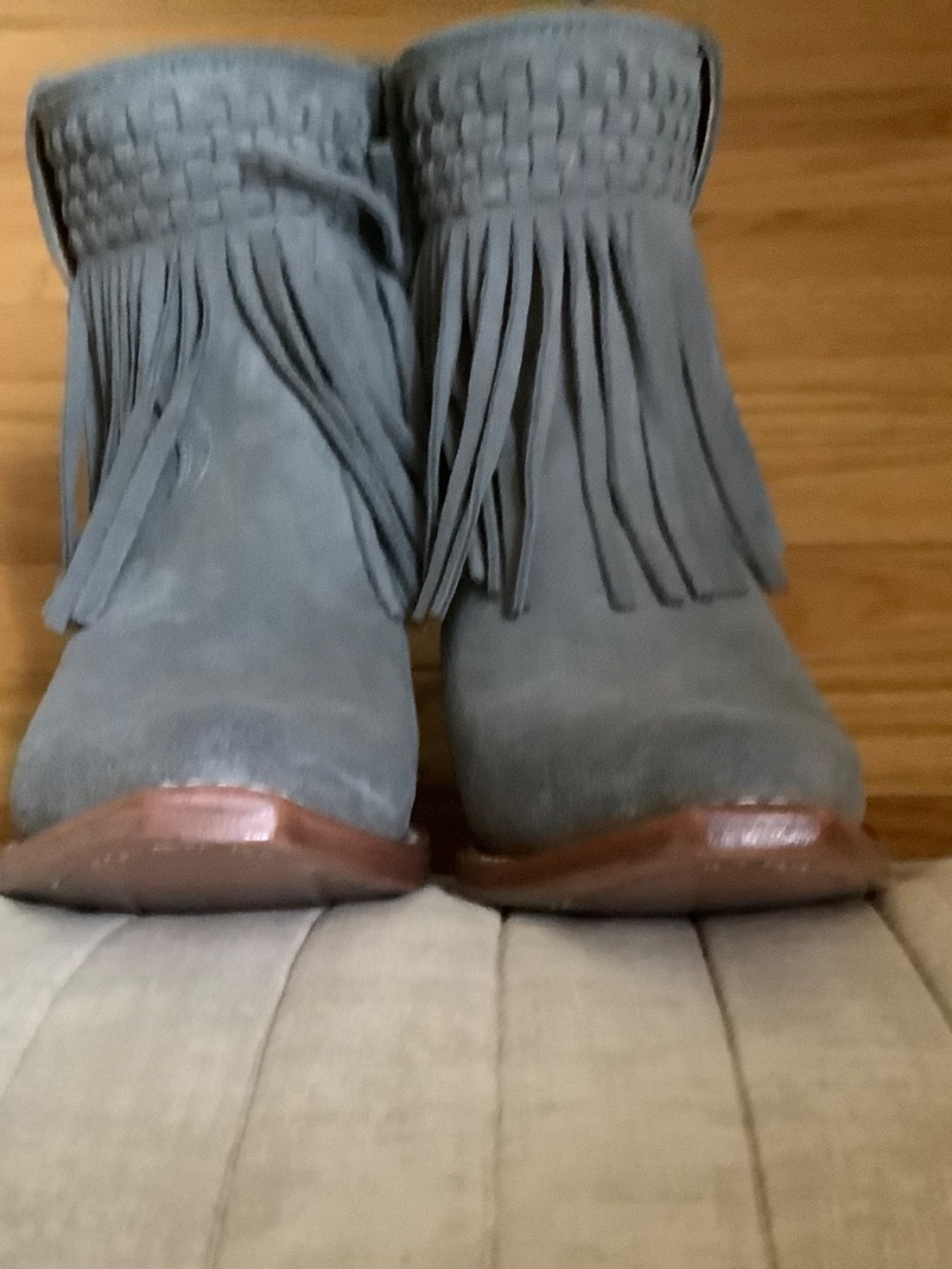Frye NWOT Sacha Fringe Western Bootie Steel Blue SZ 7.5 - Picture 11 of 14